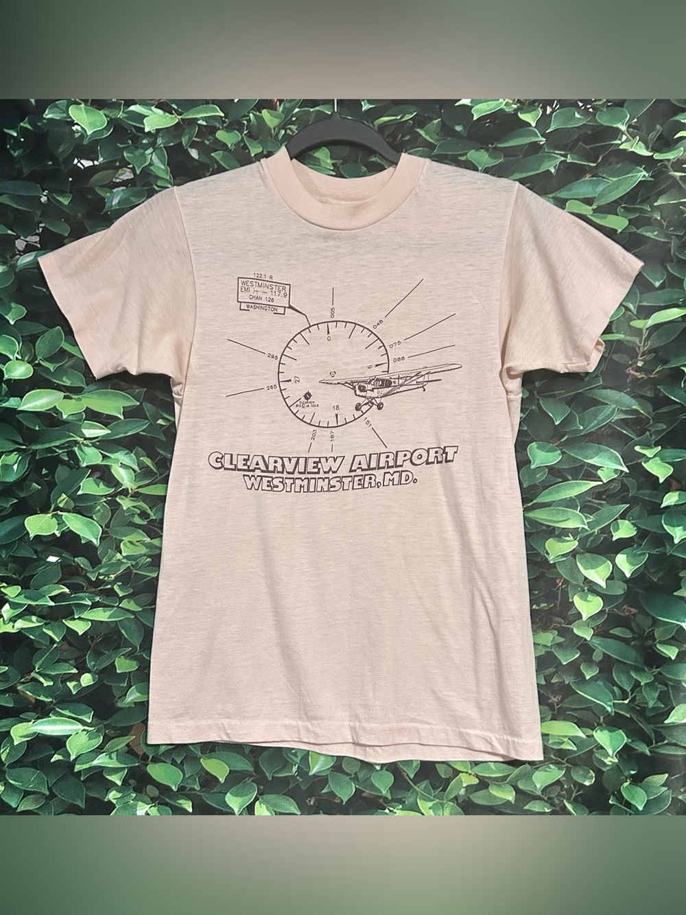 Vintage Single Stitch T-Shirt Hanes Fifty Fifty Clearwater Airport Mens S 34-36